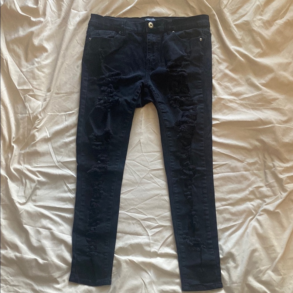 Forever 21 Plus Size Black Ripped Jeans